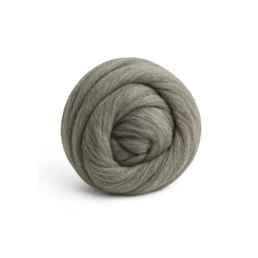 Natural gray Corriedale wool combed top spinning and felting fiber bundle