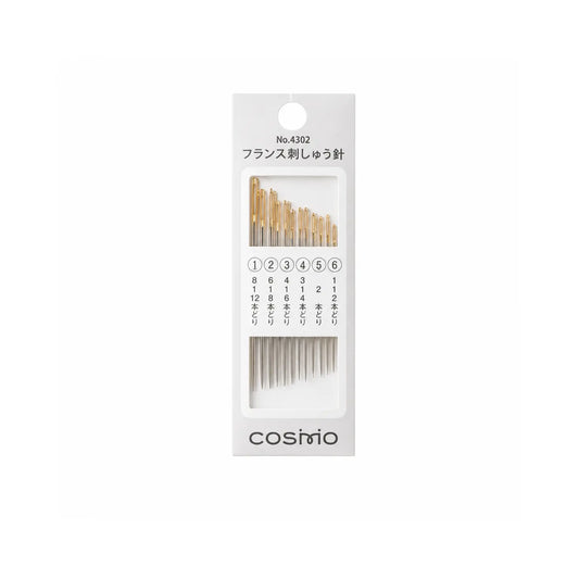Pack of Cosmo embroidery needles on a white background