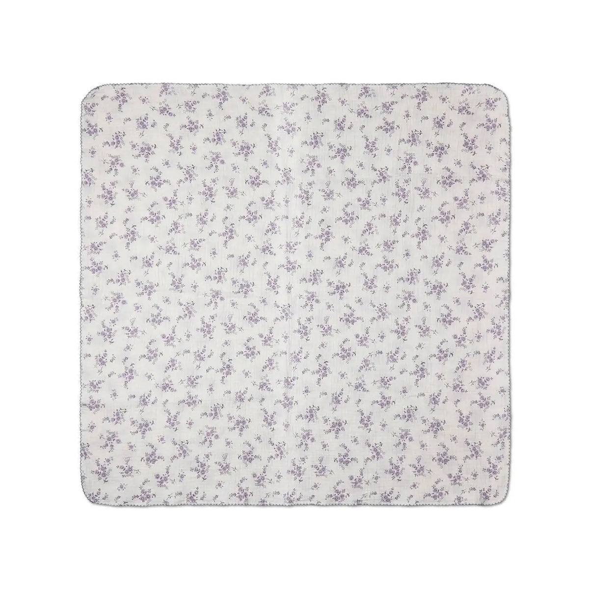 Folded 100% cotton baby swaddle blanket in a delicate lavender floral print