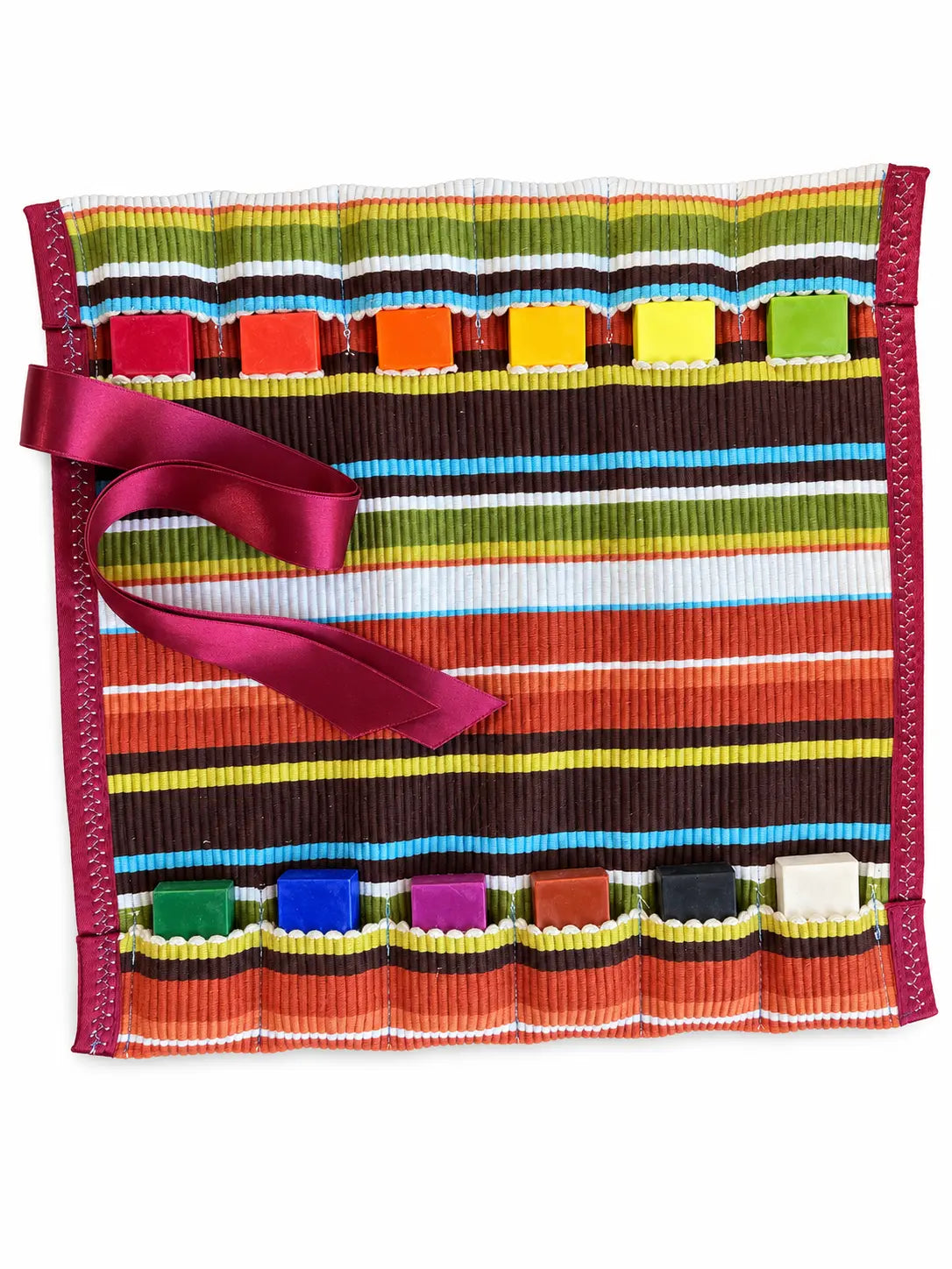 Colorful block crayon roll with block crayons in assorted colors