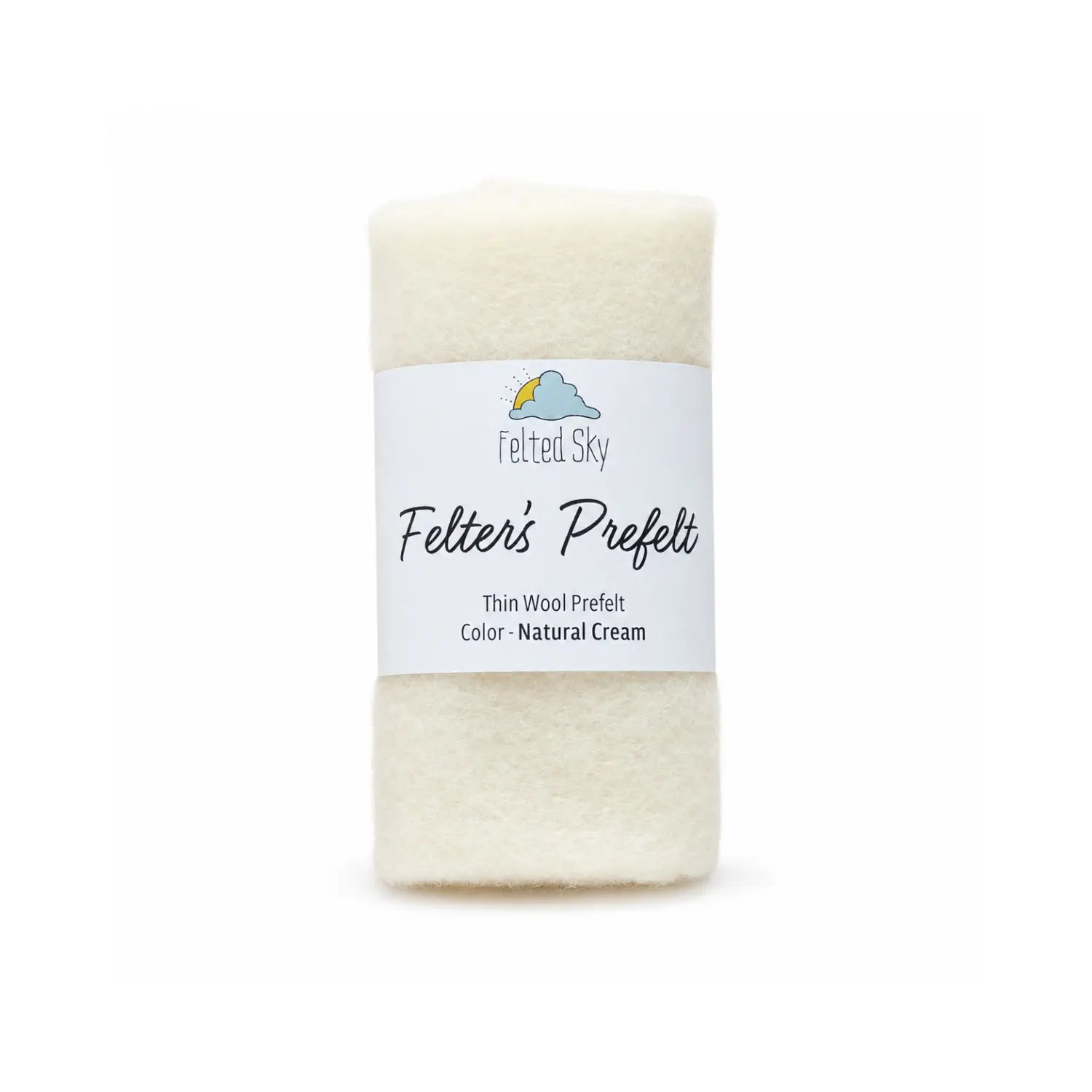 Cream colored wool prefelt in a roll used for wool paintings