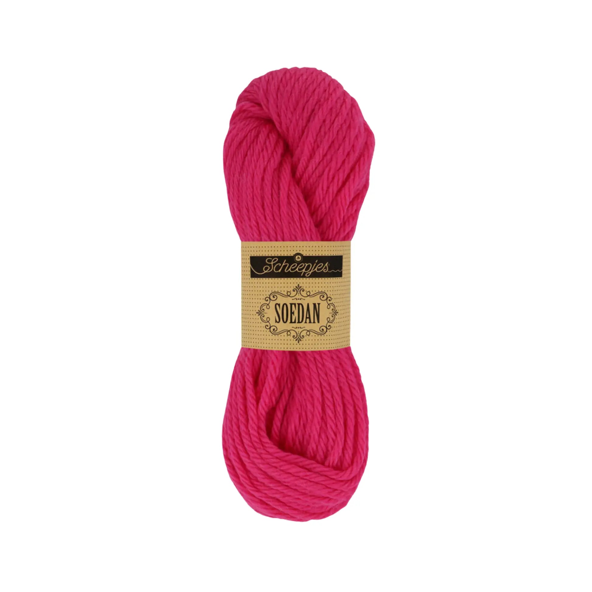 Dark Pink Scheepjes Soedan wool yarn for knitting, crochet, felting, weaving, and natural crafts.