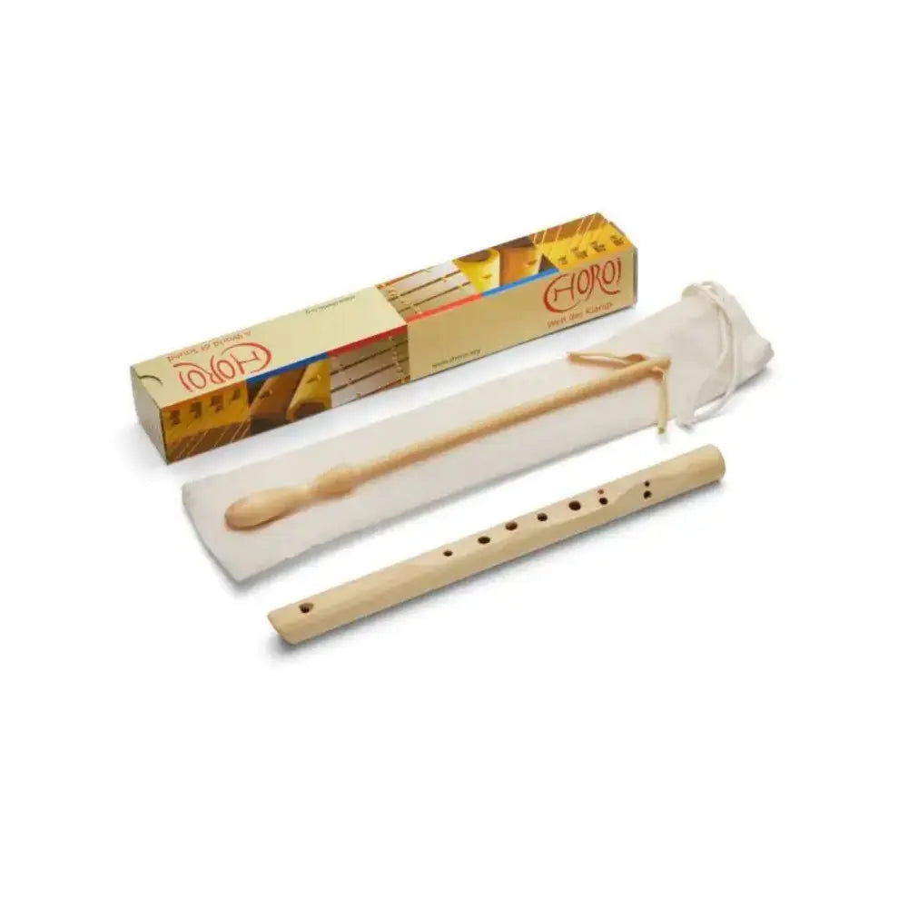 Wooden Choroi  baroque flute with packaging on a white background