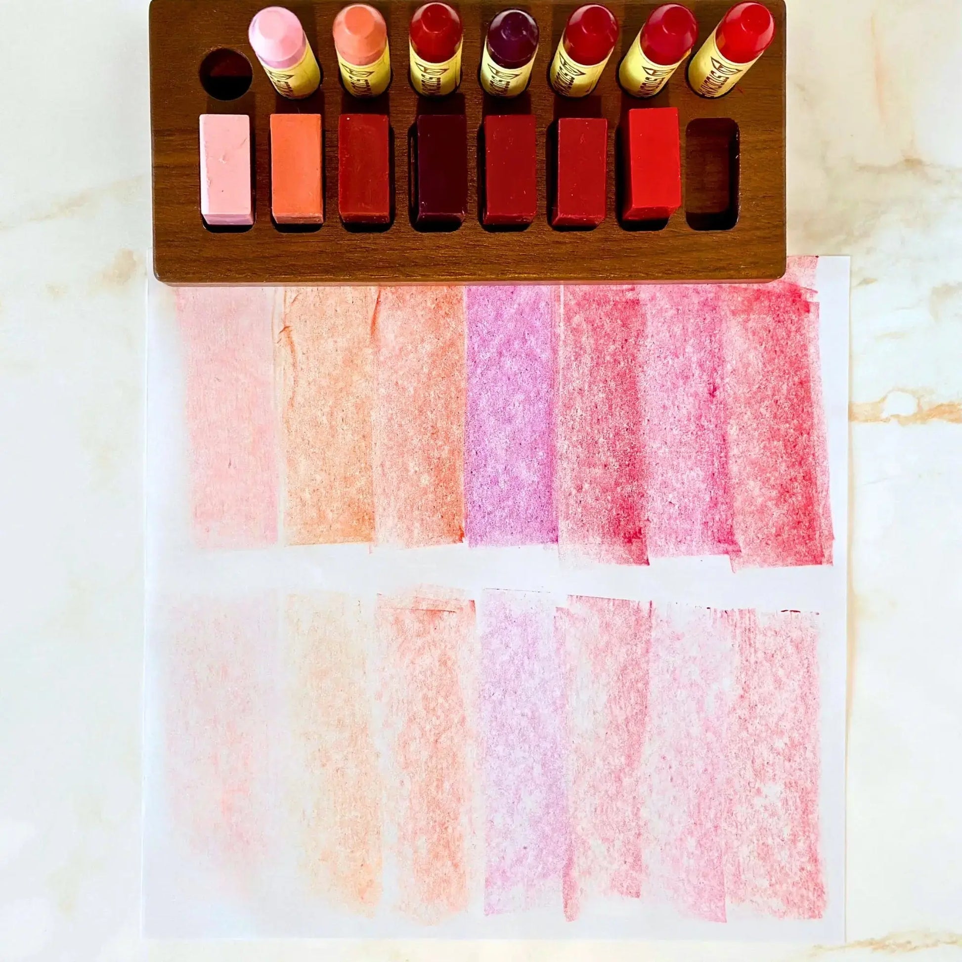 Waldorf Doll Rouge Crayons top down view