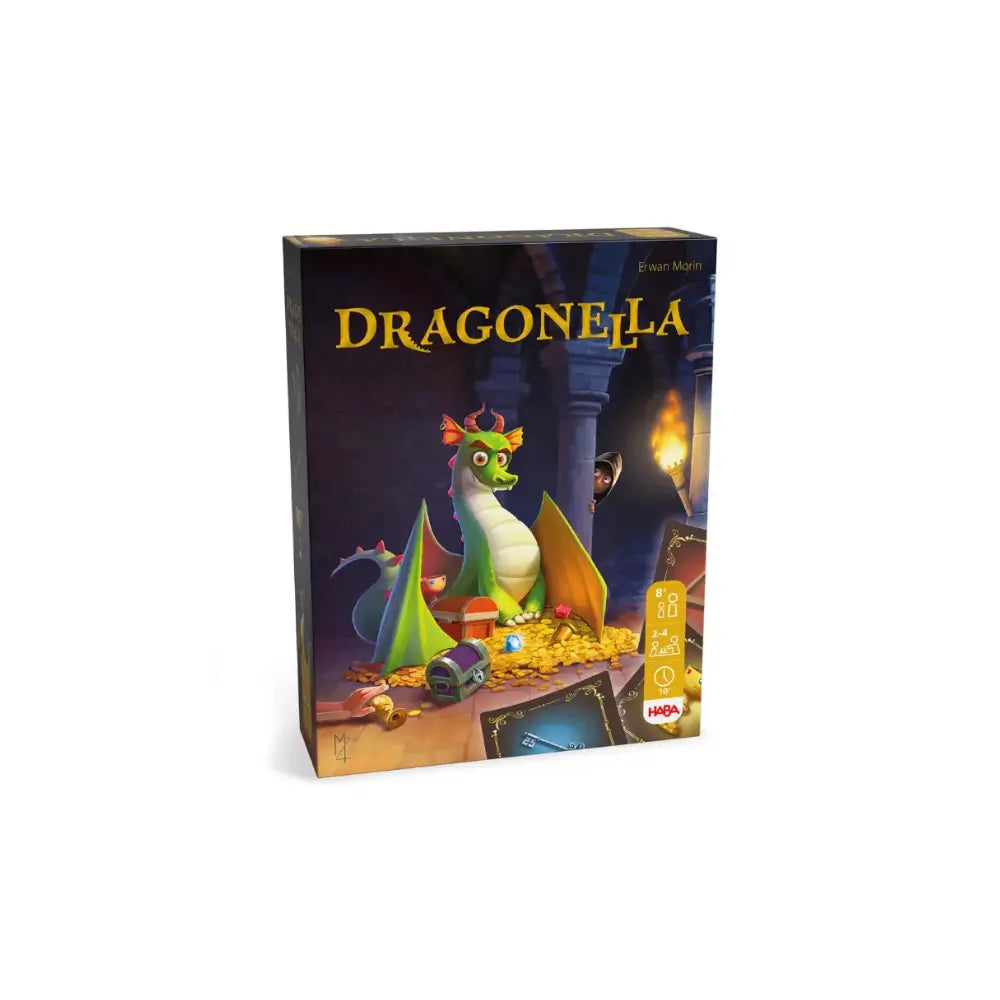 Dragonella observation and strategy card game box with dragon illustration