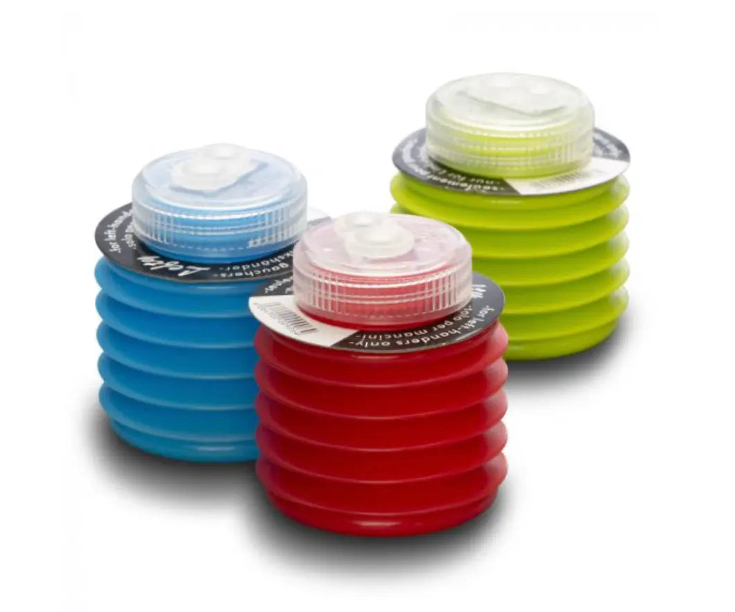 Left handed dual pencil sharpeners with clear caps in multiple colors