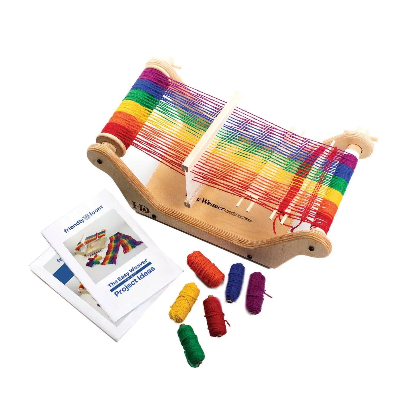 Easy Weaver rigid heddle table loom kit with rainbow yarn and instructions