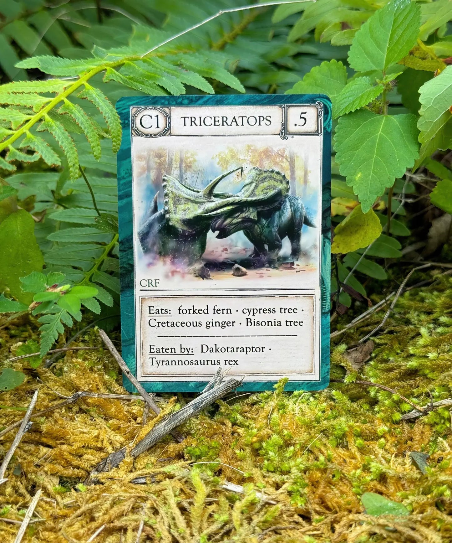 Triceratops Cretaceous organism card from Ecologies Ancient Areas paleontology game