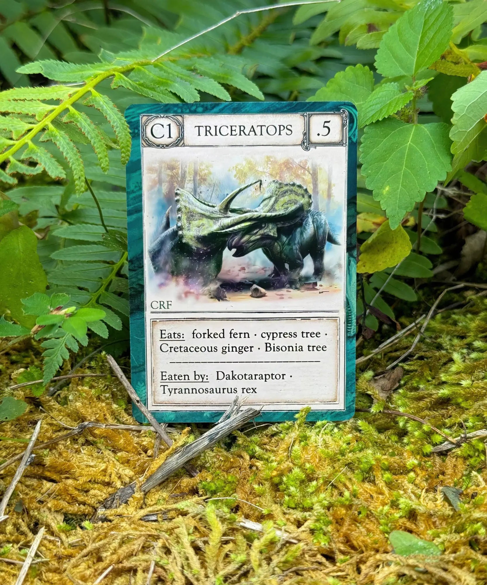Triceratops Cretaceous organism card from Ecologies Ancient Areas paleontology game