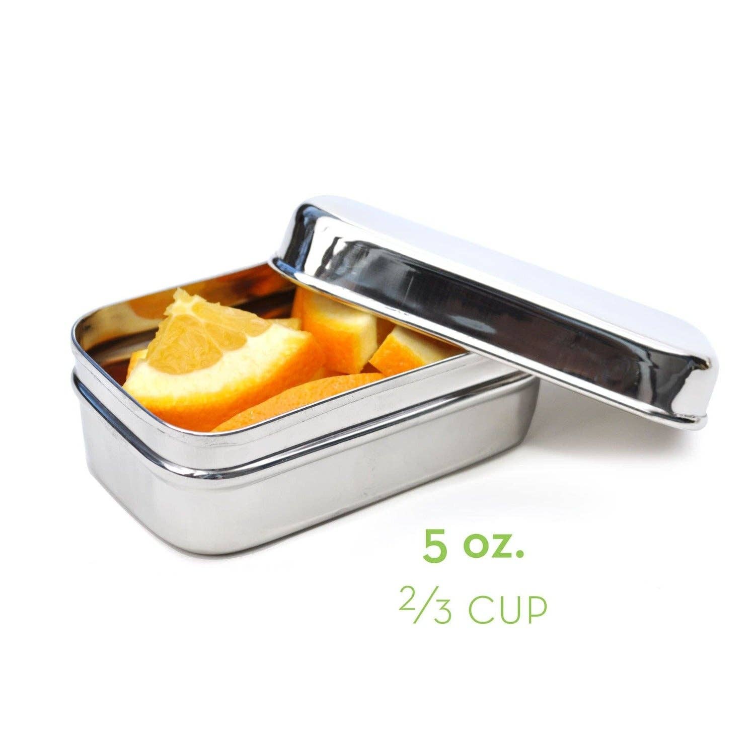 ECOlunchbox ECOlunchpod 5-ounce stainless steel snack container with orange slices