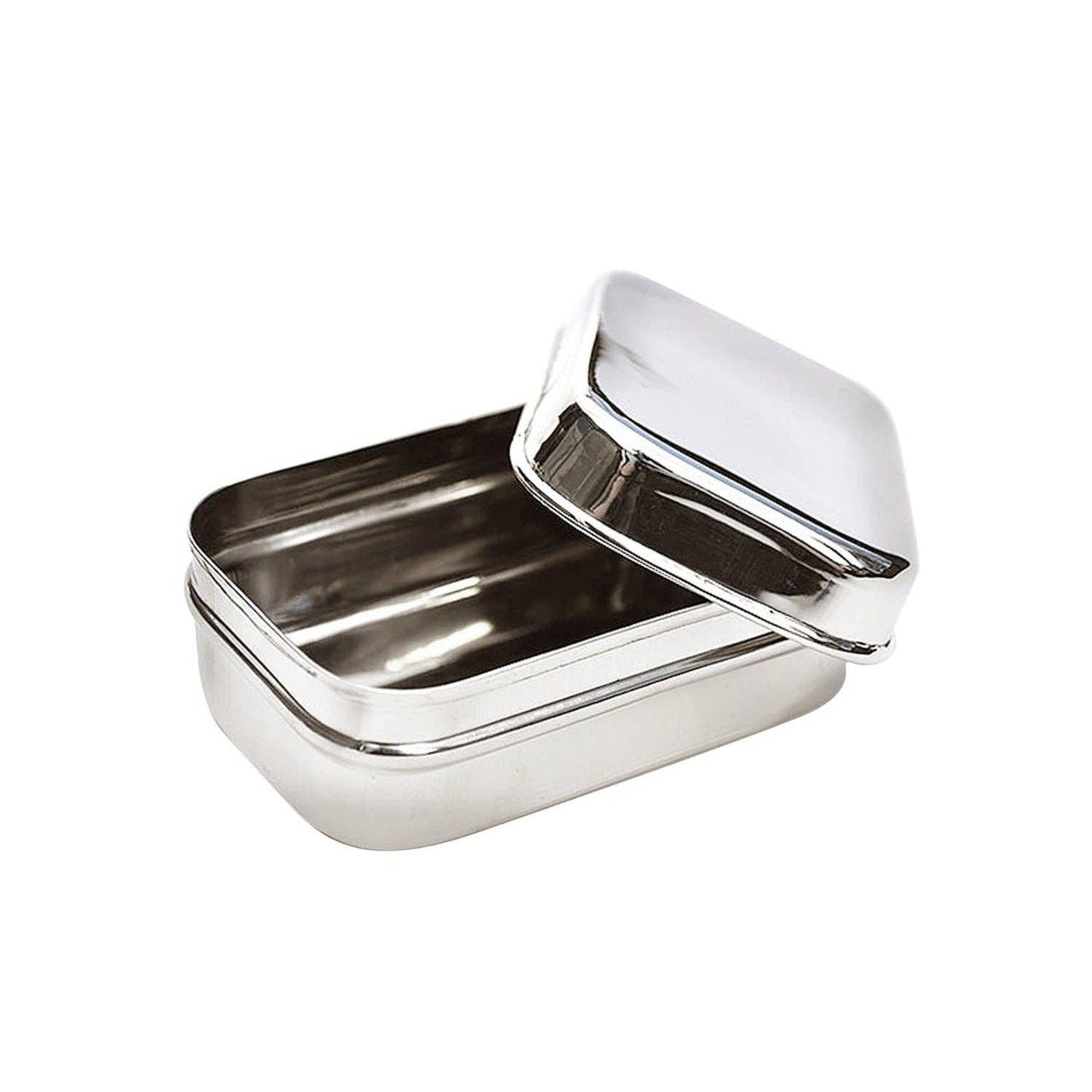 Open ECOlunchbox ECOlunchpod stainless steel snack container with lid