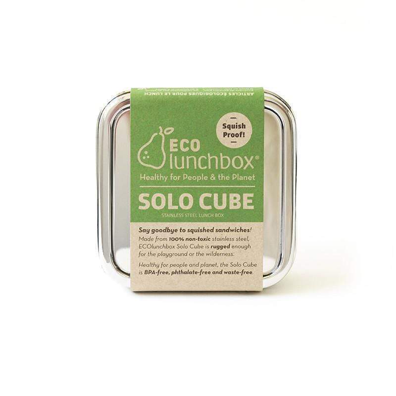 ECOlunchbox Solo Cube stainless steel lunch container with product packaging
