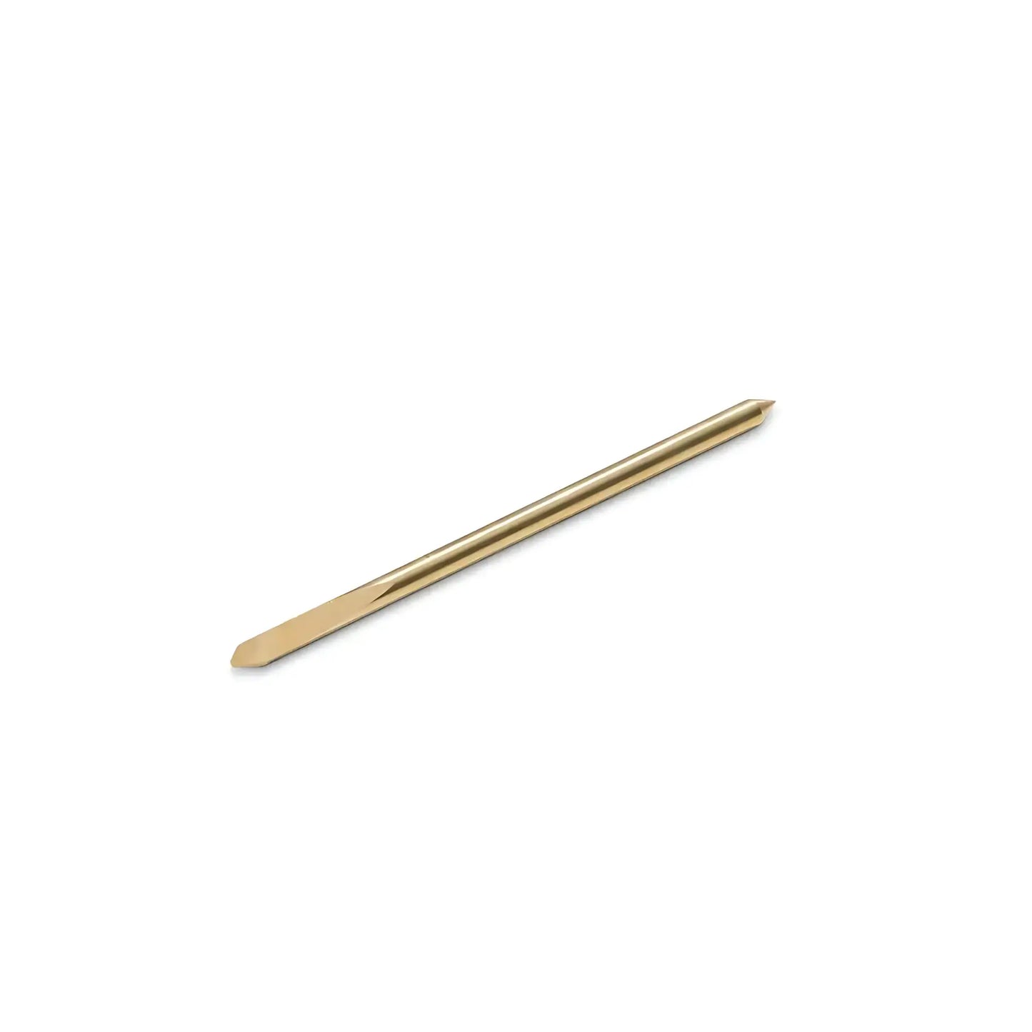 brass colored encaustic art metal scribing tool for hot wax on a white background