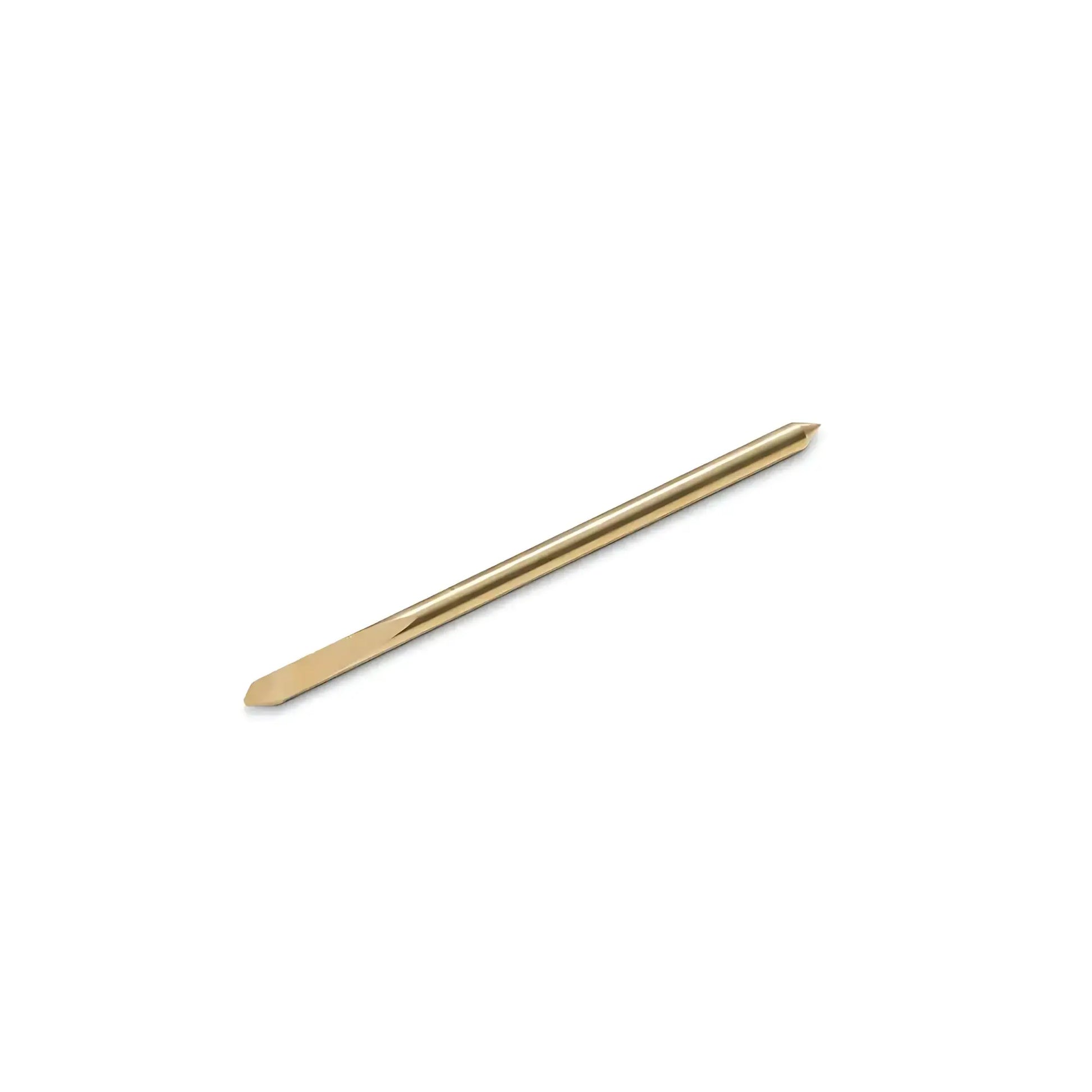 brass colored encaustic art metal scribing tool for hot wax on a white background