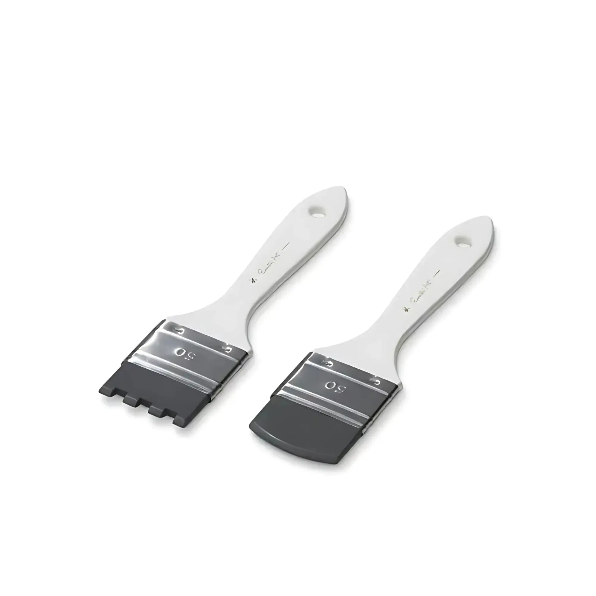 Encaustic Art Rubber Brush Set Curved and Toothed white handle on white background