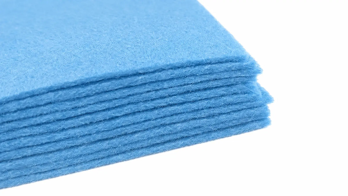 A stack of light blue European thick wool felt sheets