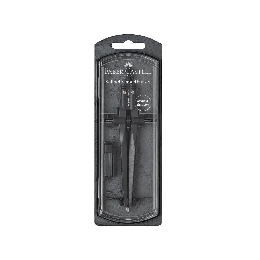 Faber-Castell quick-set compass in protective storage case for geometry and drafting work