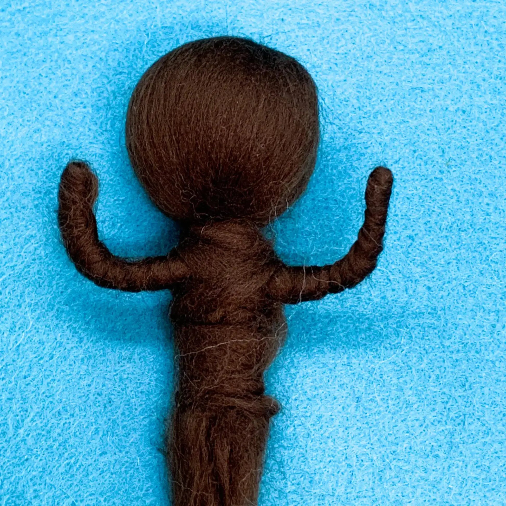 Brown wool figure on a blue background