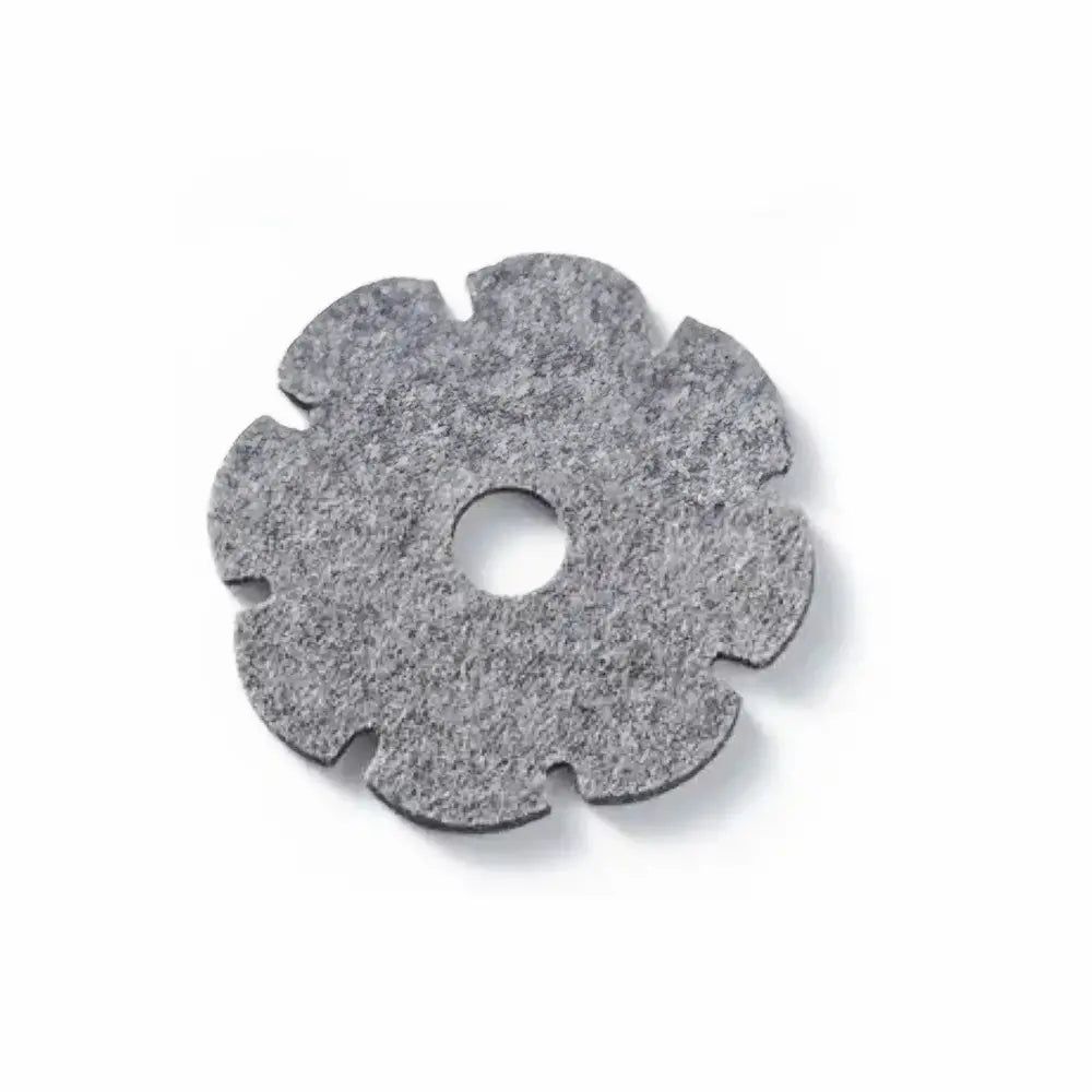 Gray wool felt star for braiding kumihimo cords on white background