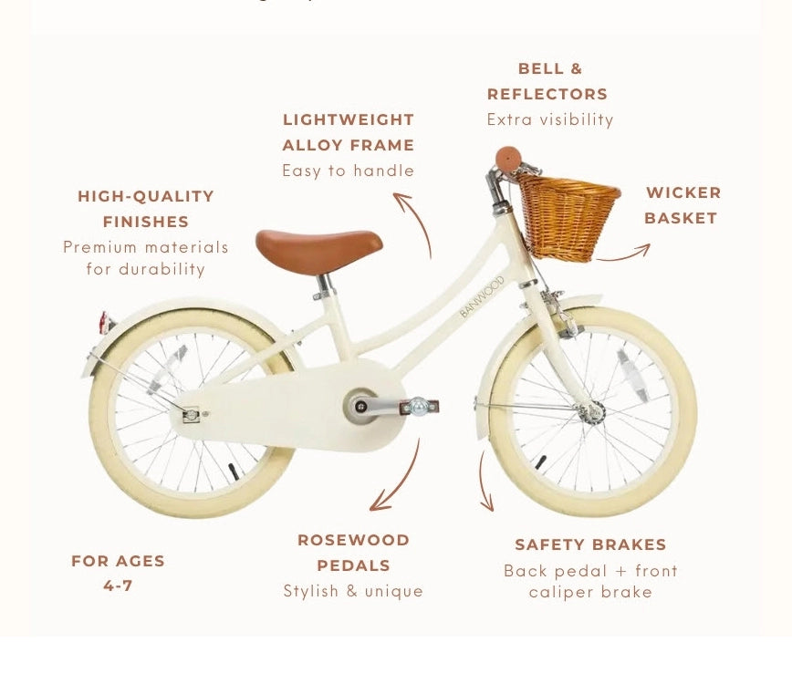 Children's bicycle with features highlighted on a white background