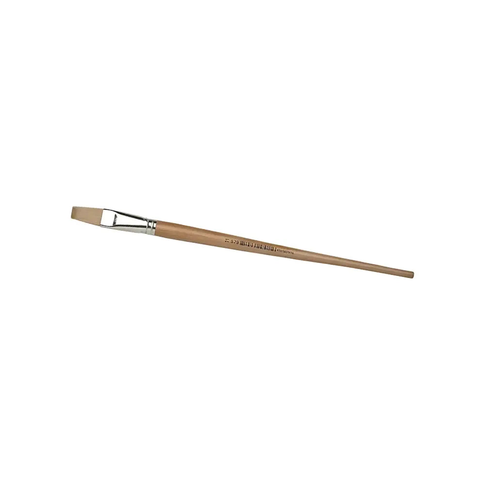 Single flat boar bristle paint brush with wooden handle and metal ferrule