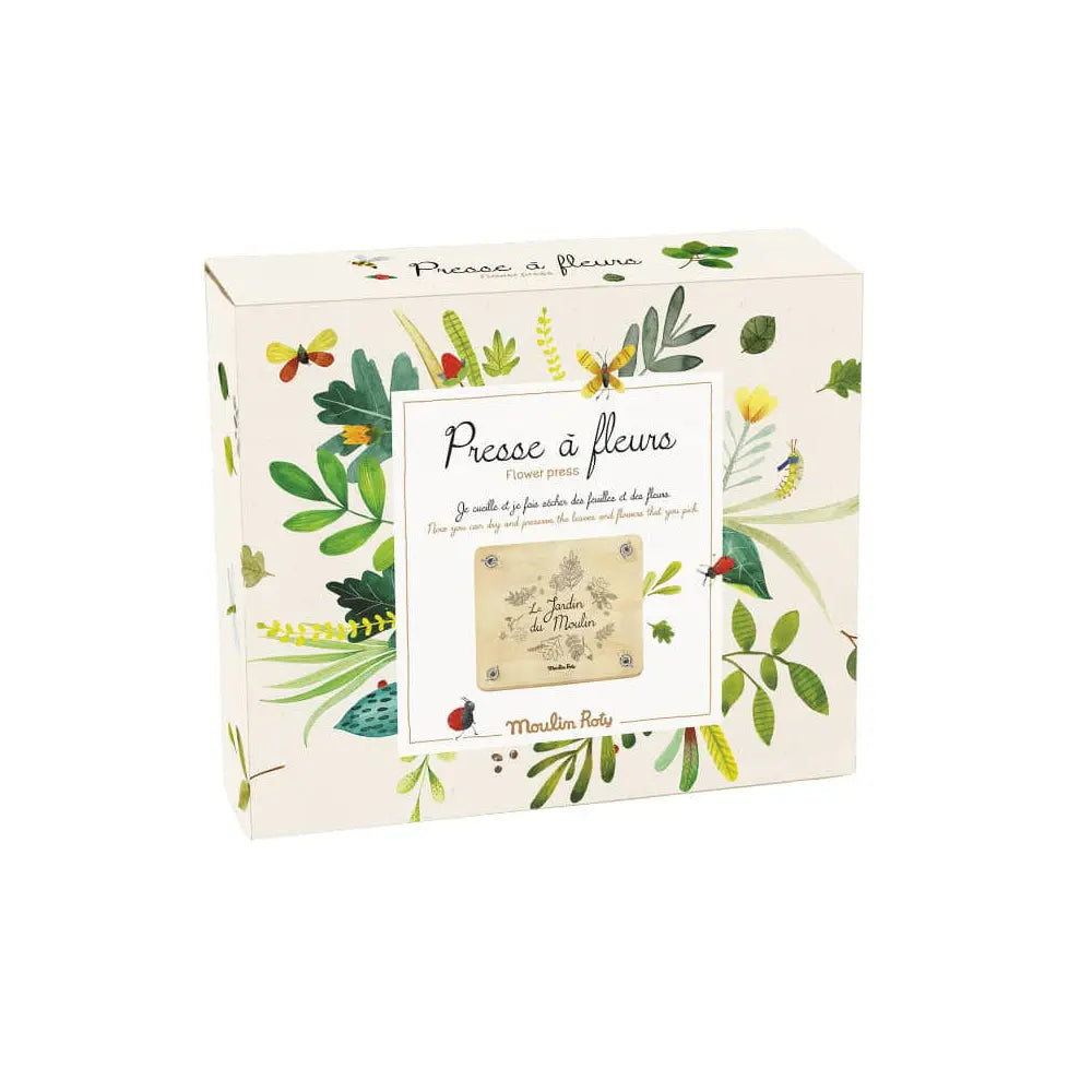 Flower press kit in box Moulin Roty garden collection packaging