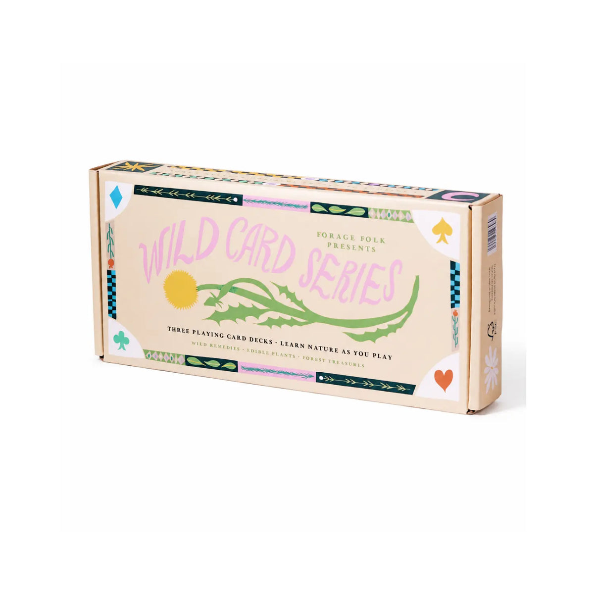 The product packaging box for the 'Wild Card Series' by Forage Folk, featuring a cream-colored box