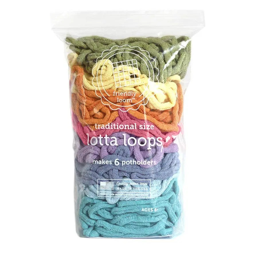 Friendly Loom traditional size Lotta Loops cotton potholder refill loops in bright assorted colors