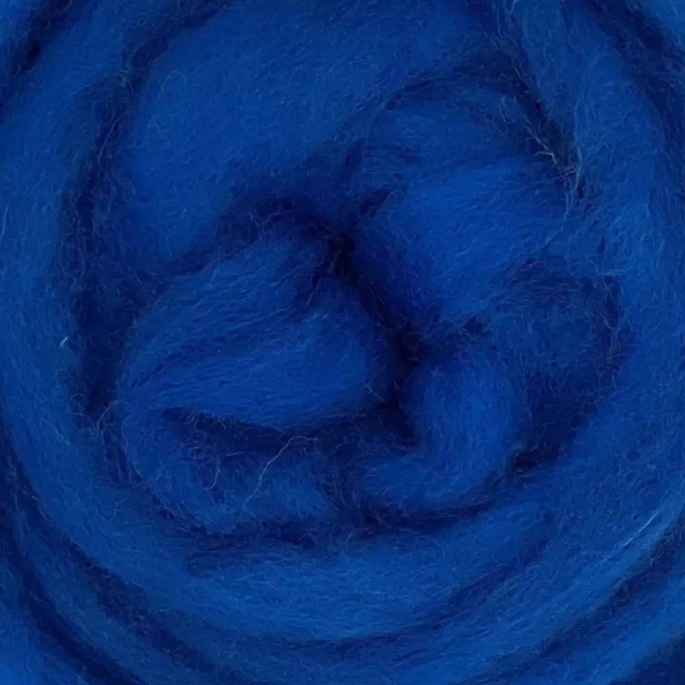 Close-up of blue wool roving