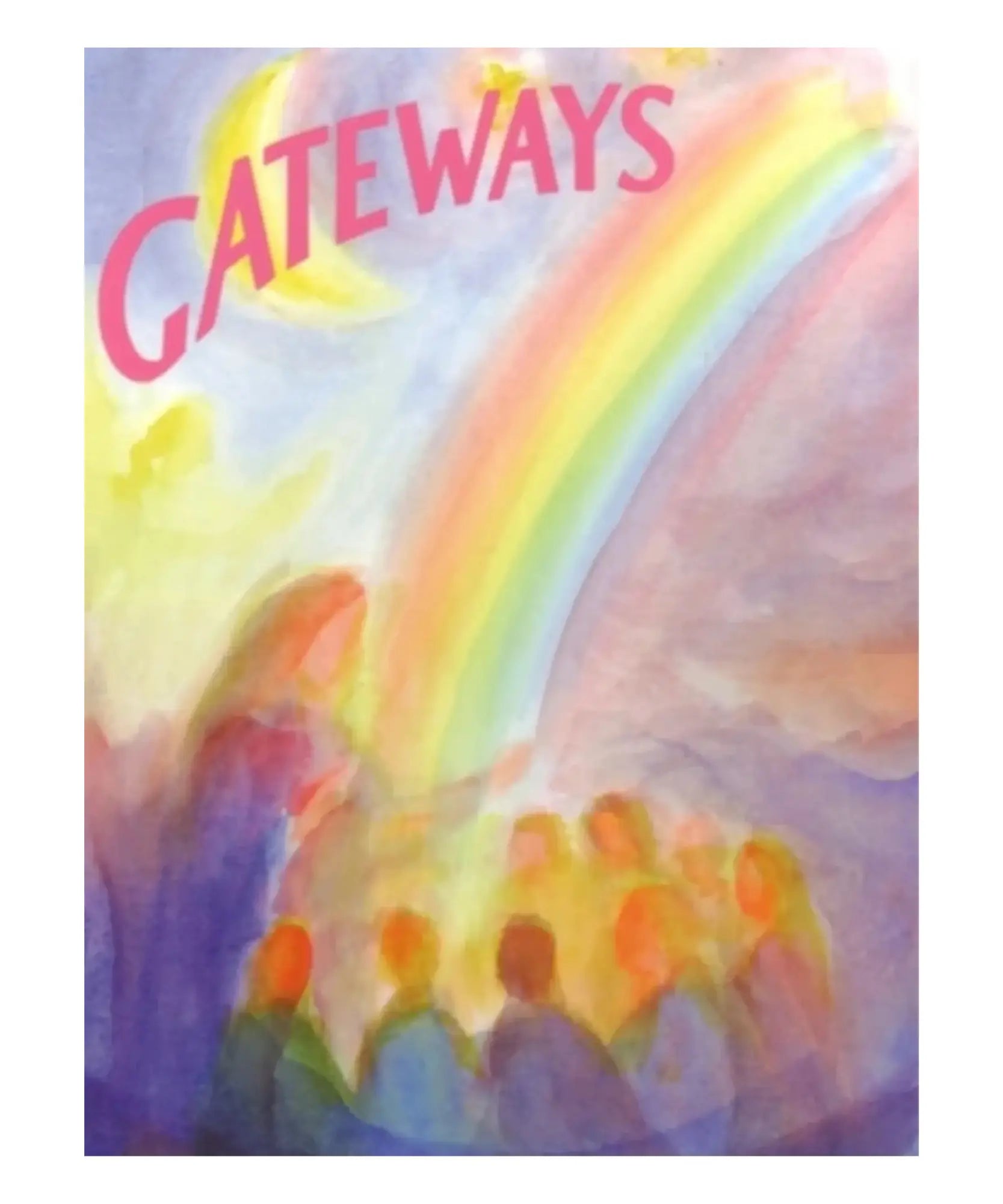 Colorful Waldorf early childhood book cover design with a rainbow and 'GATEWAYS' text on a watercolor background