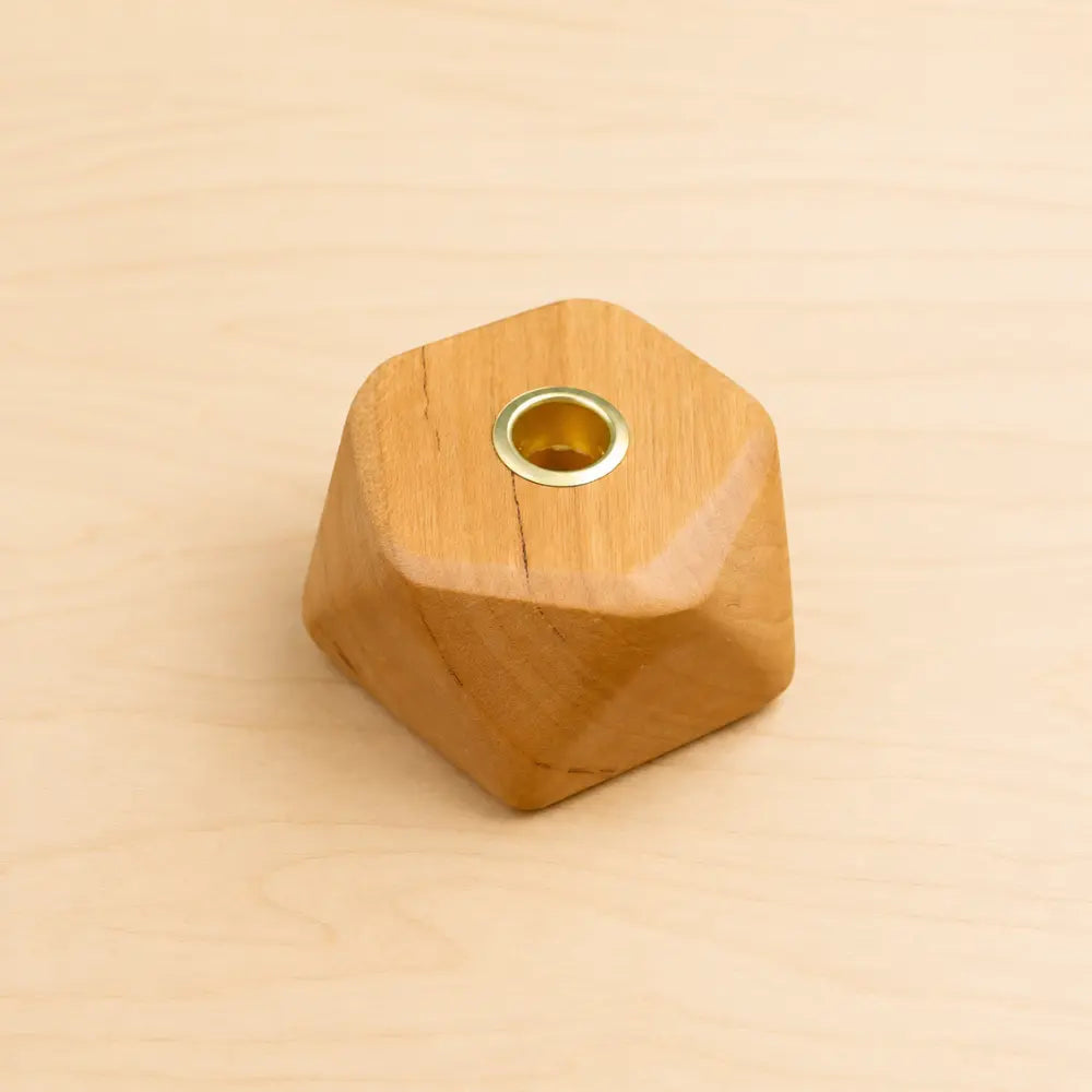 Wooden geometric-shaped candle holder 