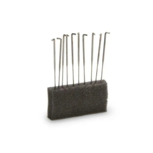 German steel felting needles in a row in foam