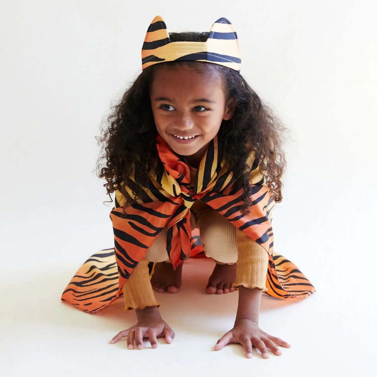 Sarah's Silks tiger playsilk as a child's cape