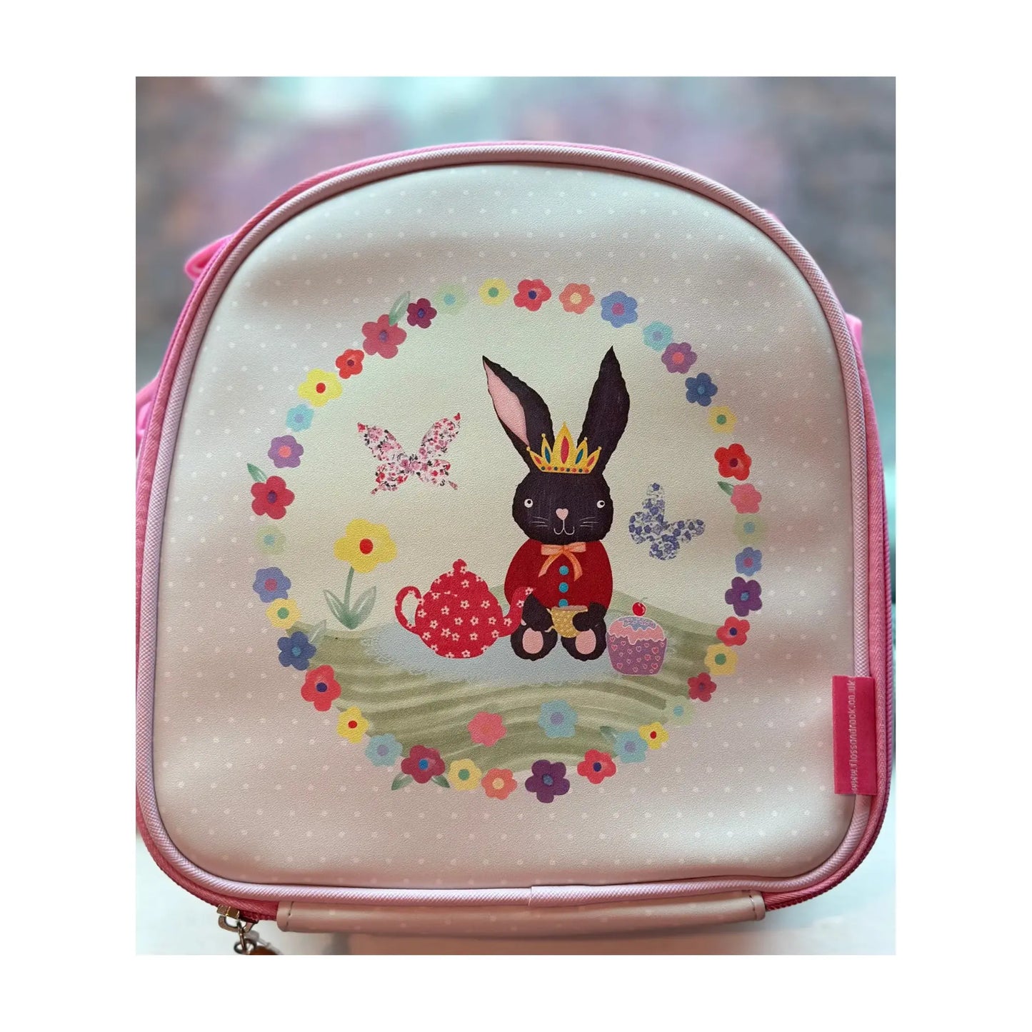 Insulated Kids Lunch Bag – Whimsical Bunny Tea Time Bag with Detachable Strap