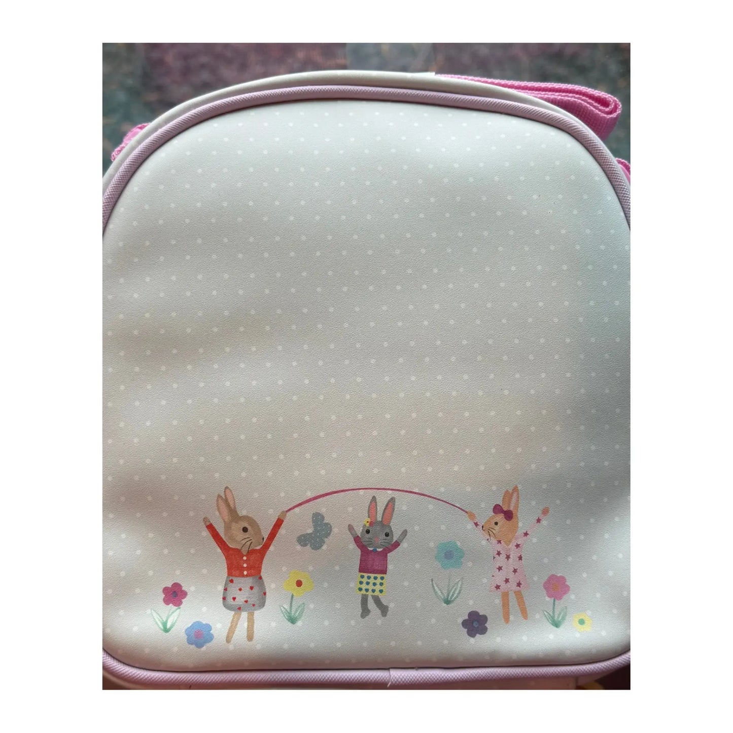 Insulated Kids Lunch Bag – Whimsical Bunny Tea Time Bag with Detachable Strap
