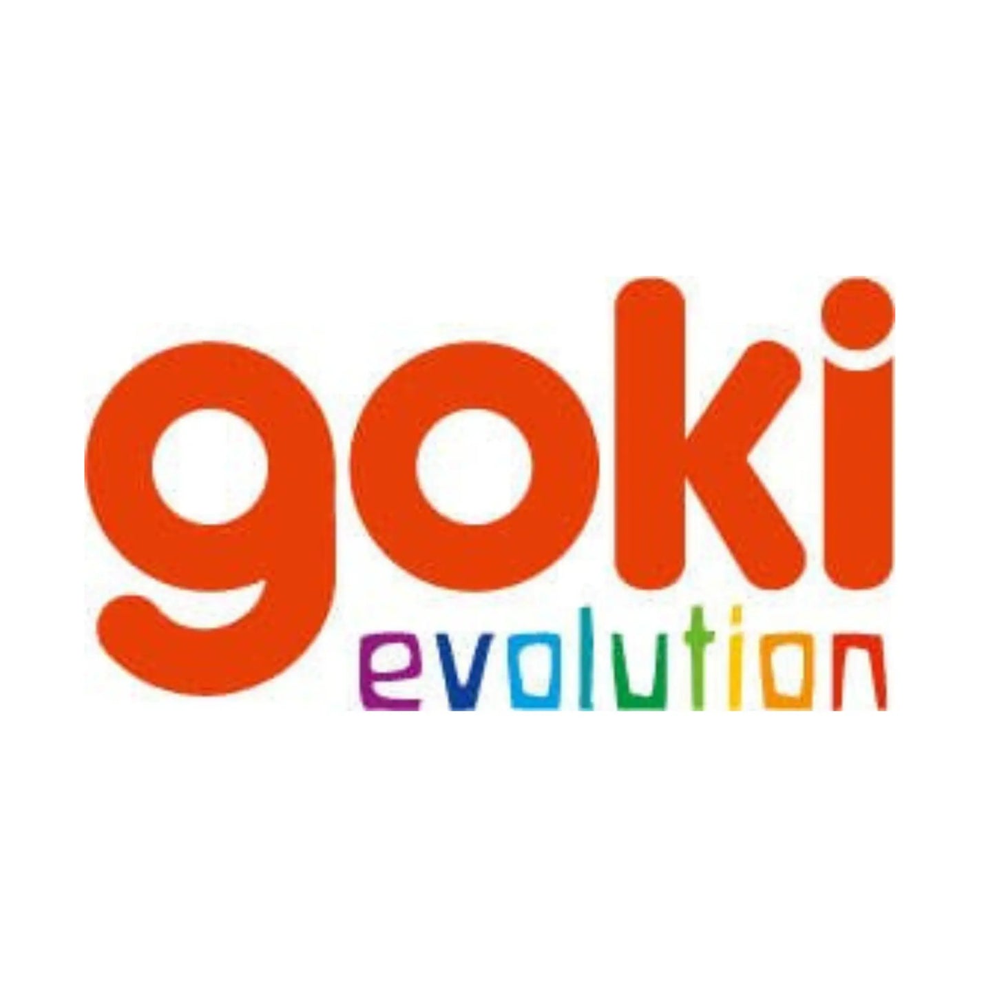 Goki Evolution logo with orange 'goki' and colorful 'evolution' text on a white background