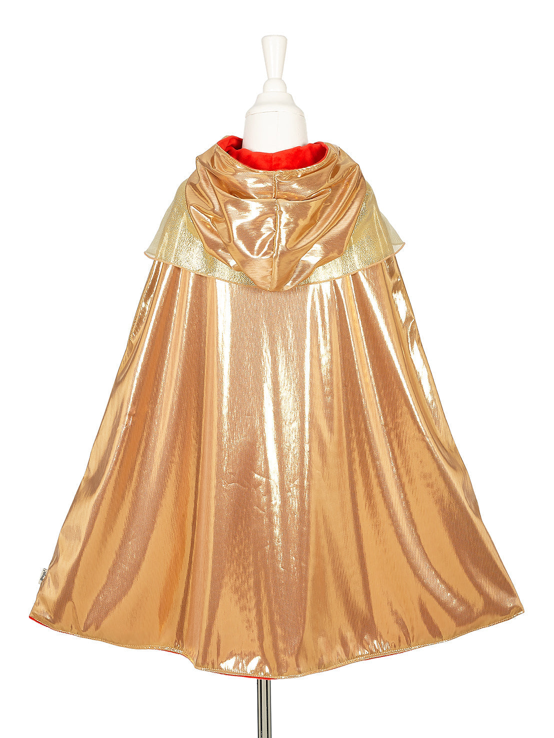 Gold hooded cape for kids showing reversible costume design