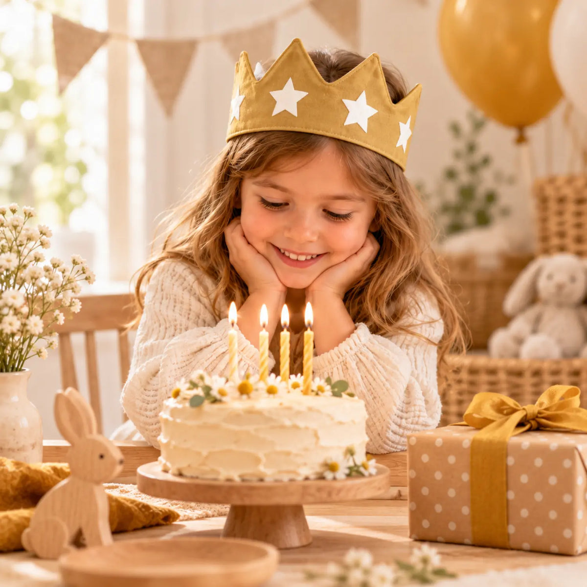 Gold Star Cotton Canvas Dress-Up Crown