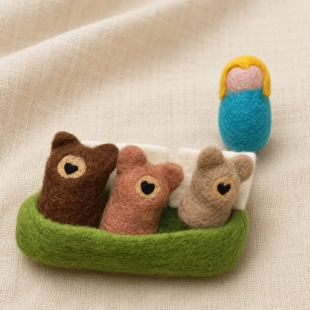 Goldilocks and three bears felt bed scene