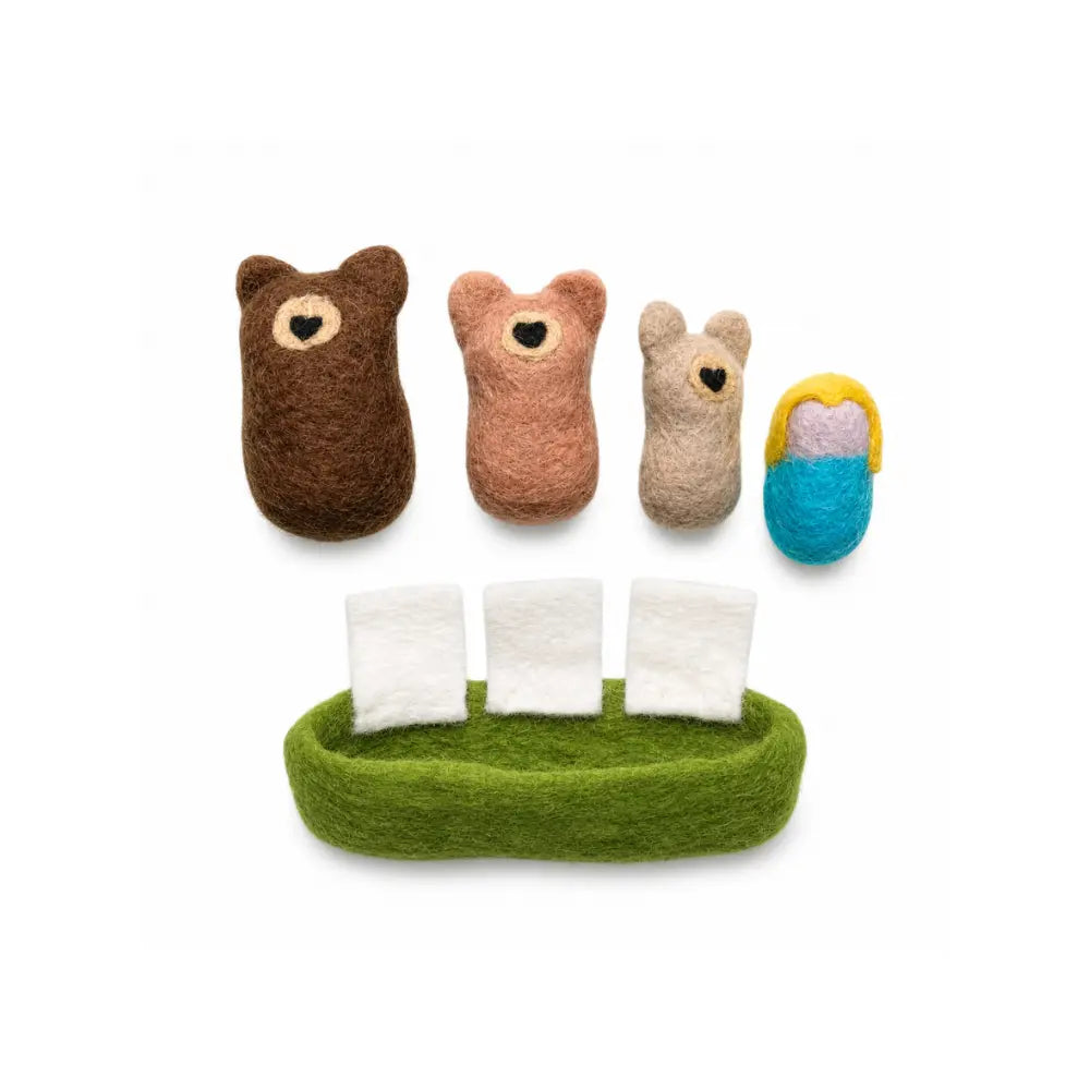 Goldilocks felt play set on white background