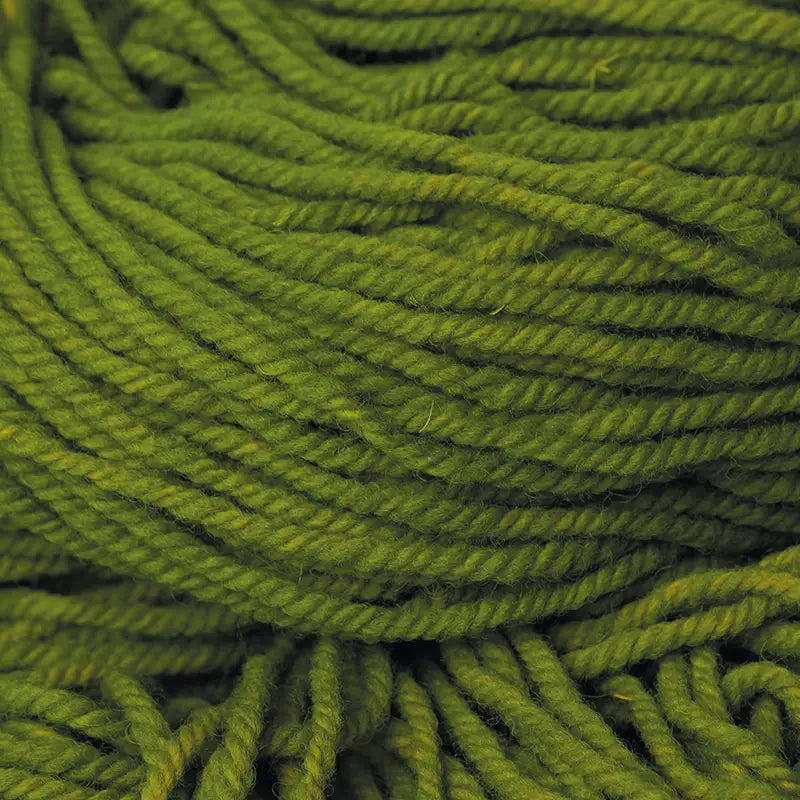 Organic plant-dyed Wool Yarn in grass green close up