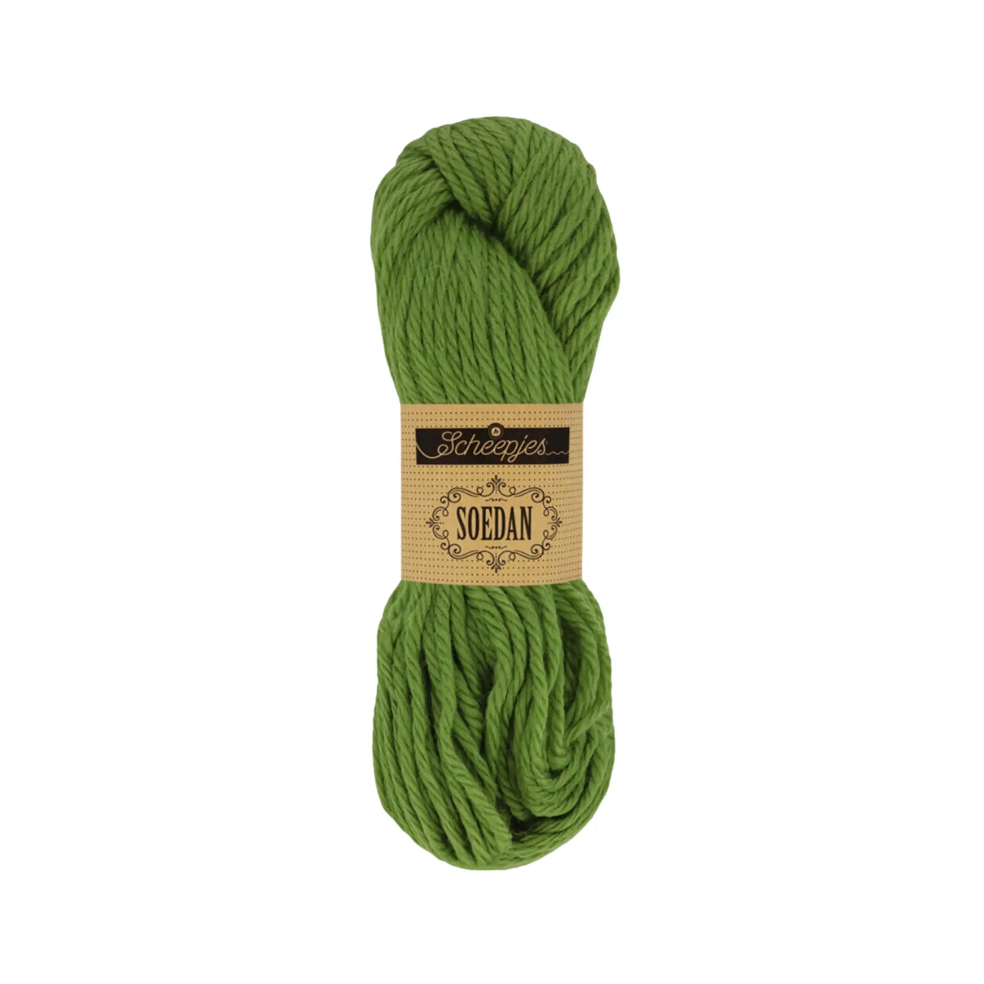 Grey Green Scheepjes Soedan wool yarn for knitting, crochet, felting, weaving, and natural crafts.