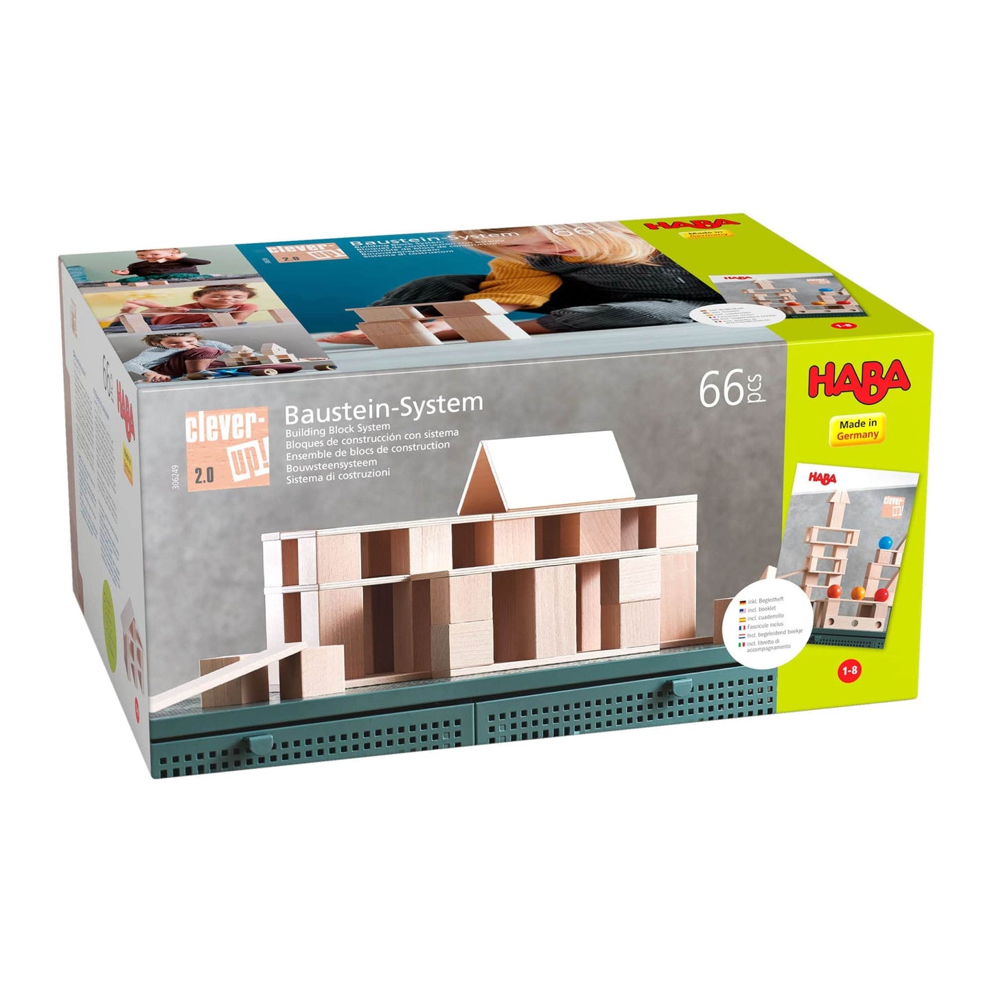 Packaging box for Clever Up 2.0 wooden building blocks set by HABA