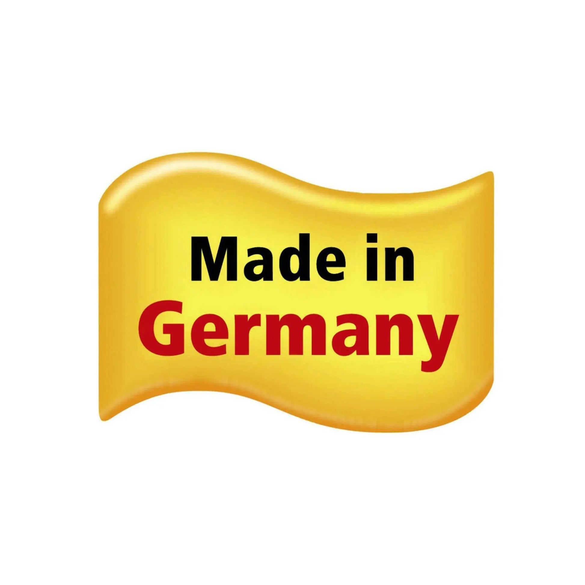 Yellow label with 'Made in Germany' text on a white background