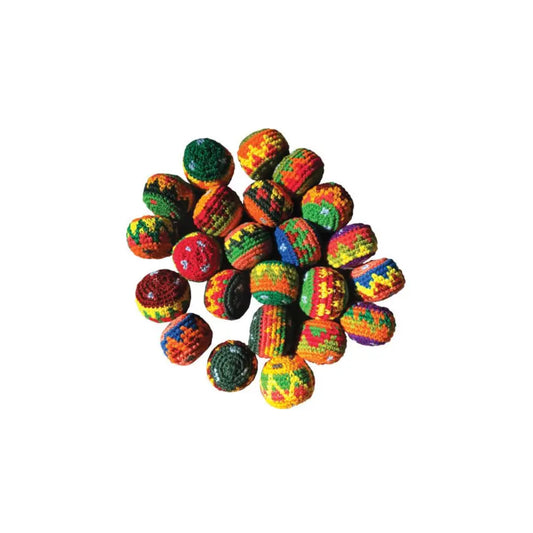 Colorful woven balls on a white background