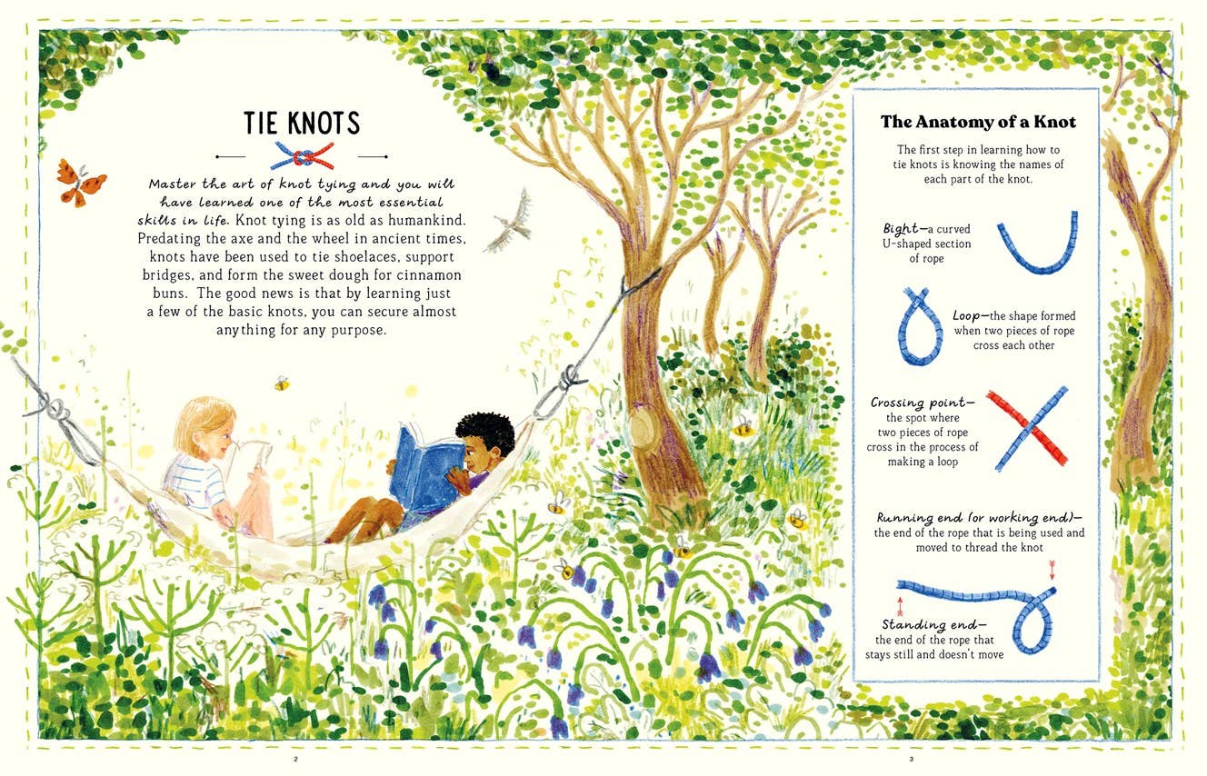 The Handbook of Forgotten Skills illustrated spread introducing how to tie knots