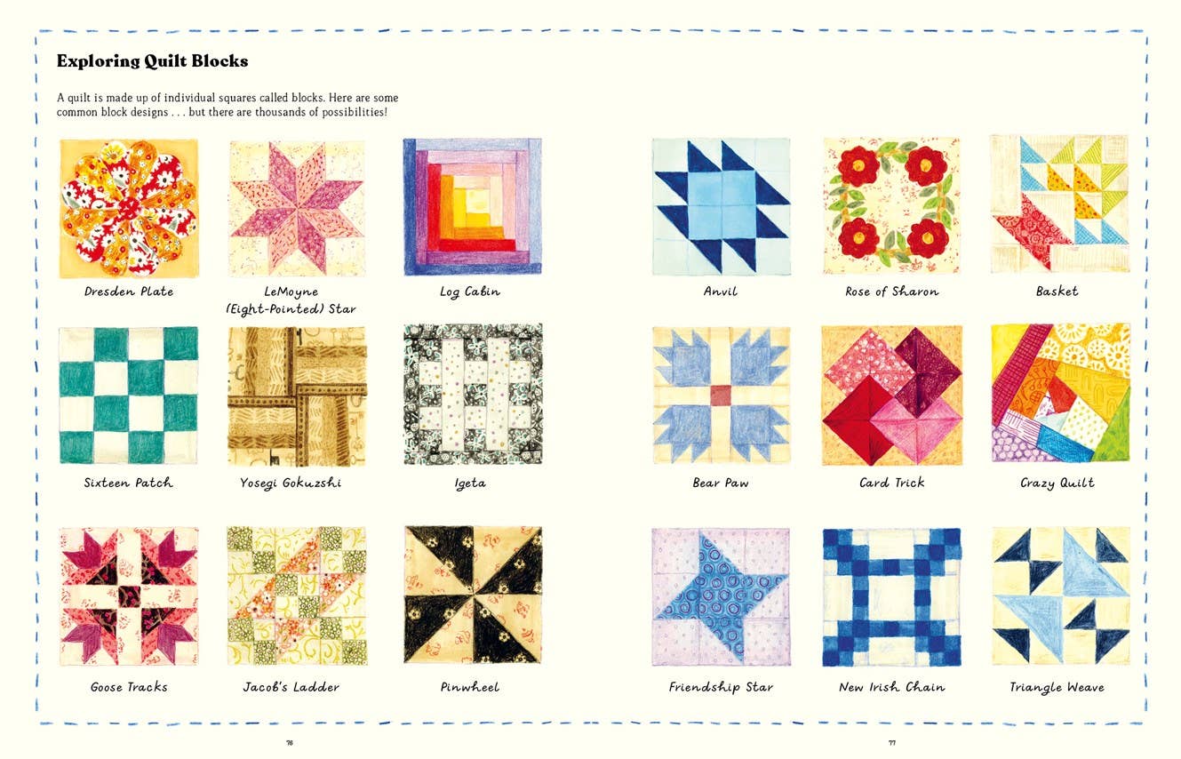 Illustrated quilt block patterns from The Handbook of Forgotten Skills