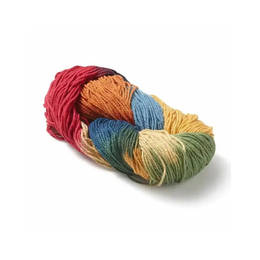 Organic Wool & Silk Plant Dyed Rainbow Yarn on white