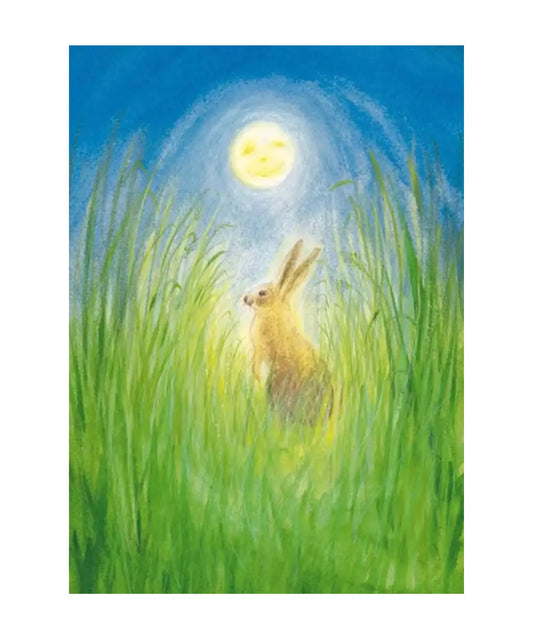 Hare and Moon Postcard – Art Card by Marjan van Zeyl