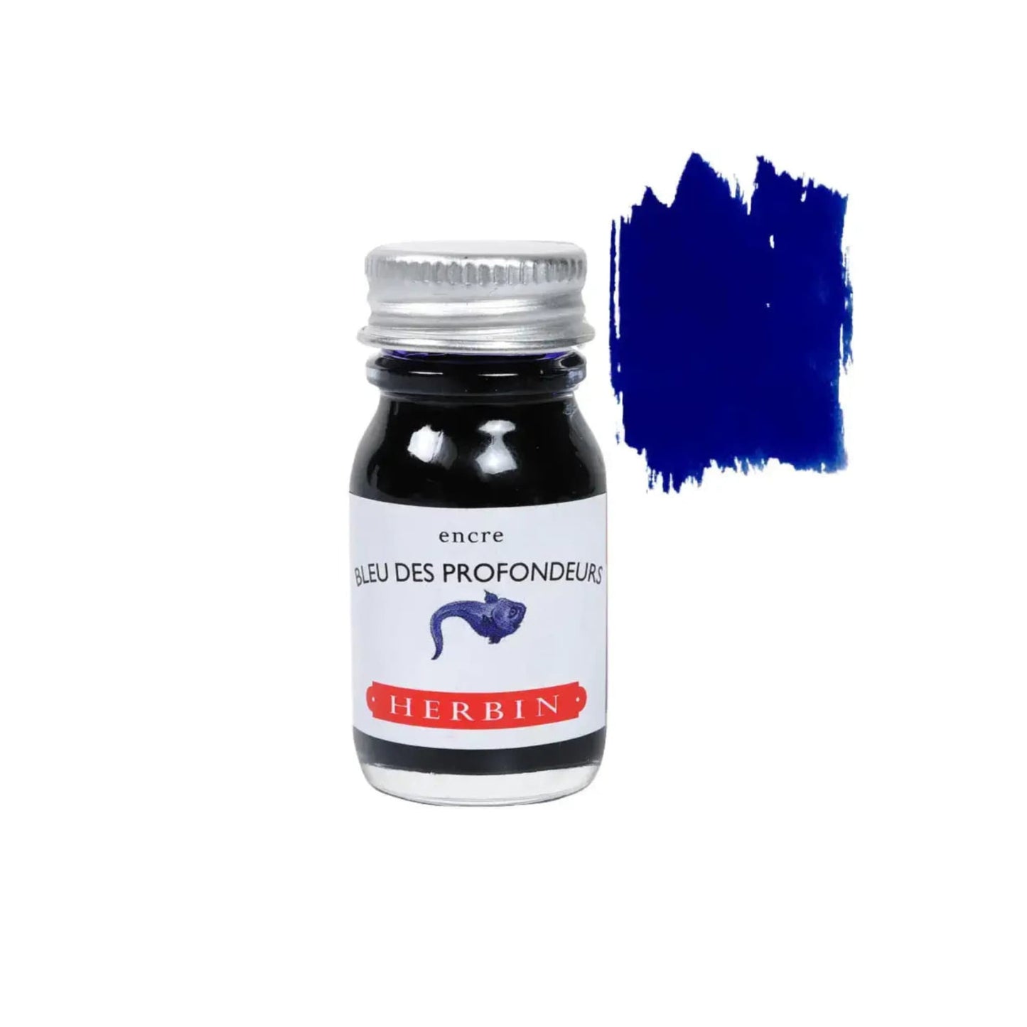 herbin bleu des profondeurs deep blue fountain pen ink 10 ml bottle with swatch
